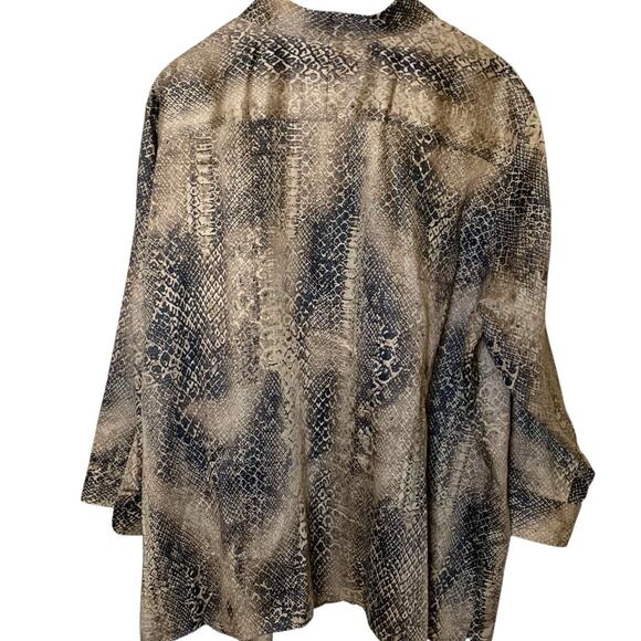 Lauren Ralph Lauren Shirt Womens Size 3x Brown Snakeskin Button Down 3/4 Sleeve - Picture 3 of 8